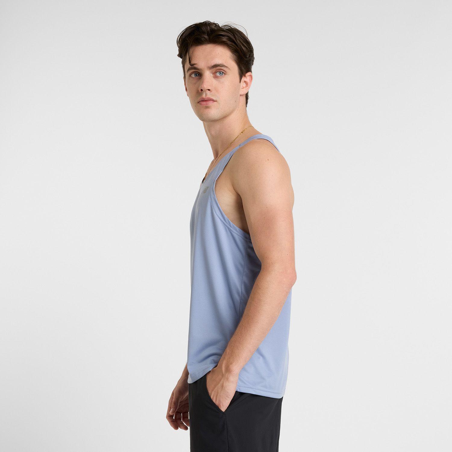 Polera Sin Mangas Running Hombre New Balance Celeste-1