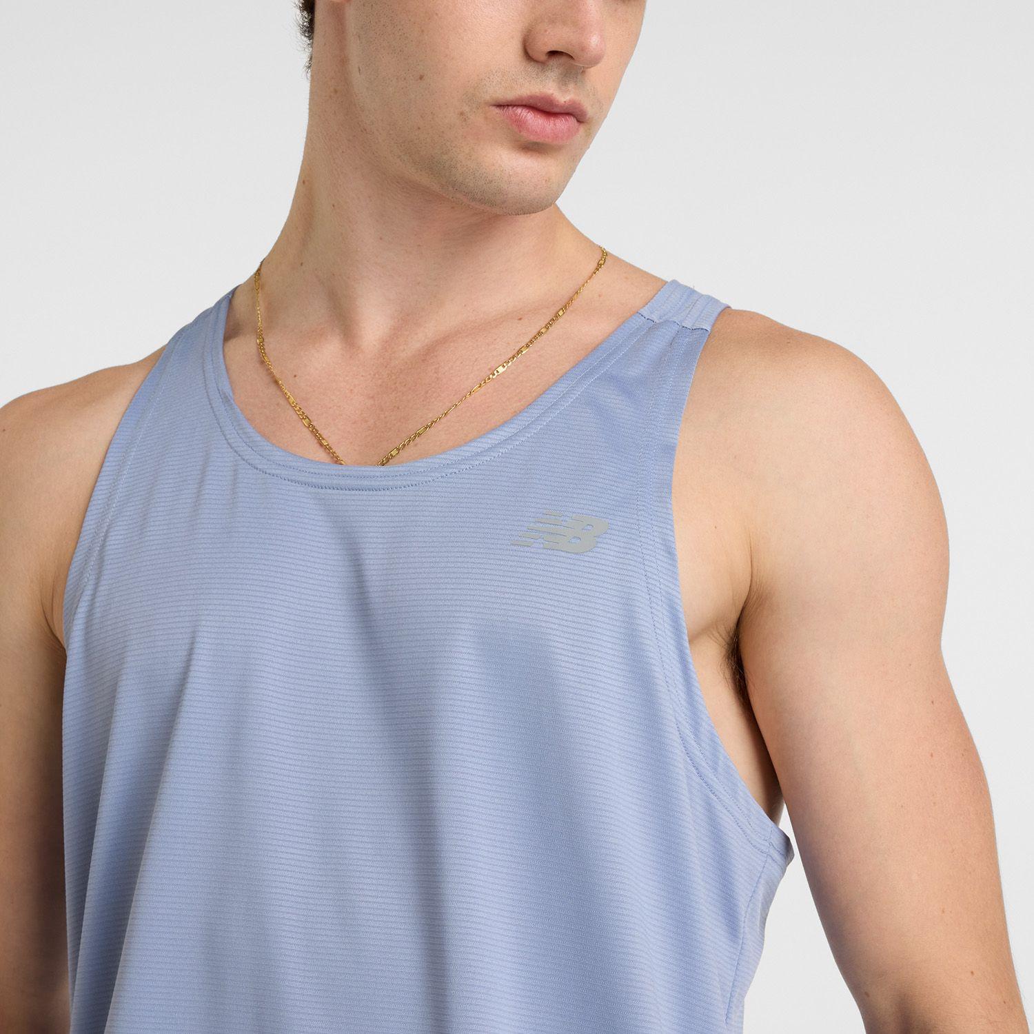 Polera Sin Mangas Running Hombre New Balance Celeste-3