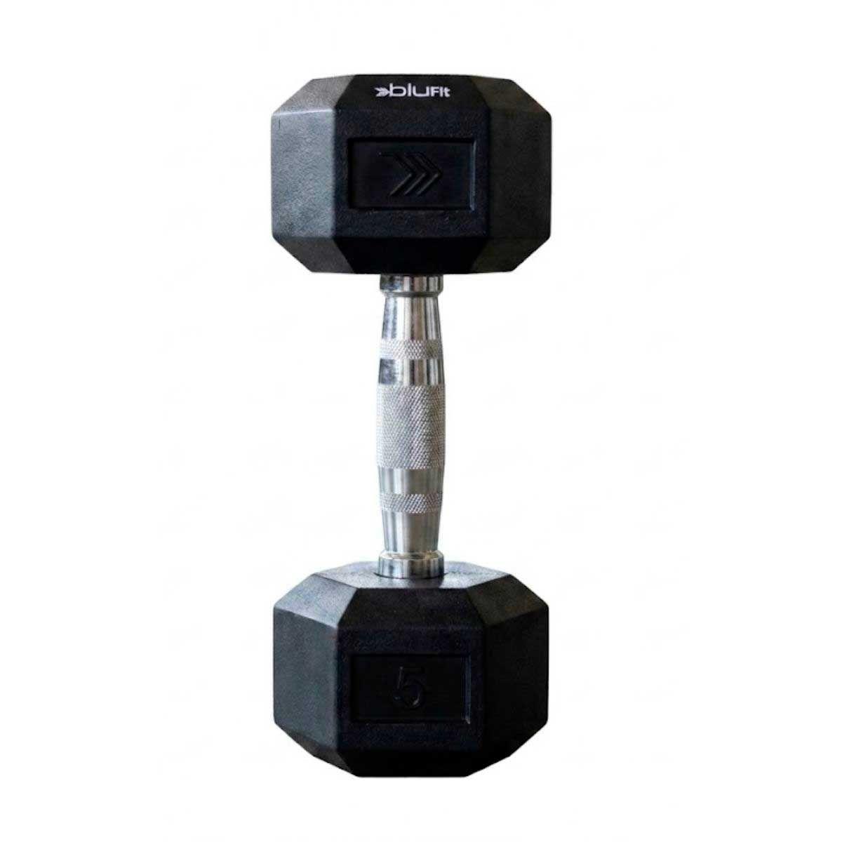Mancuerna hexagonal entrenamiento Blu fit 5 kg negro-0
