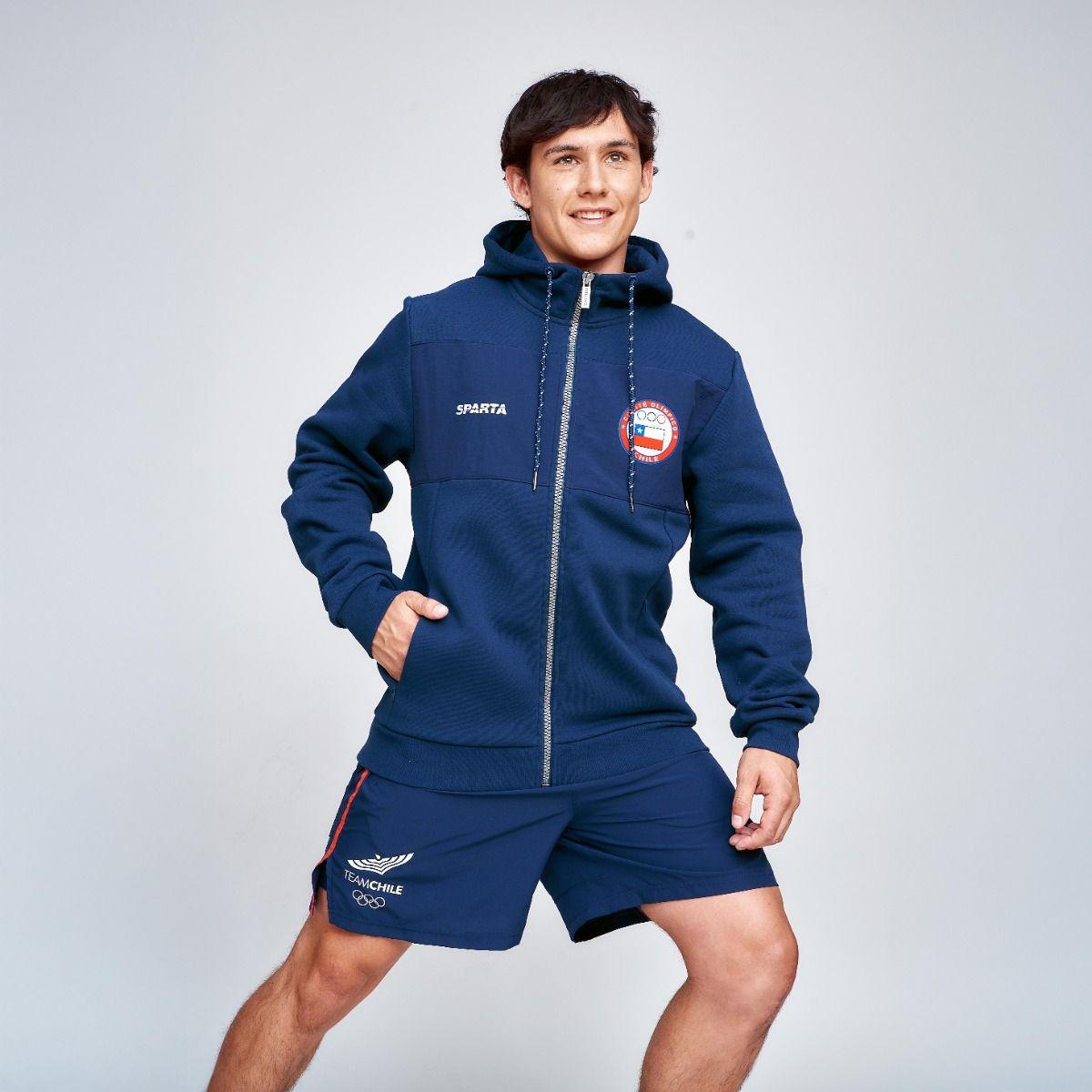 Polerón Entrenamiento Hombre Sparta Team Chile Full Zip Azul-0