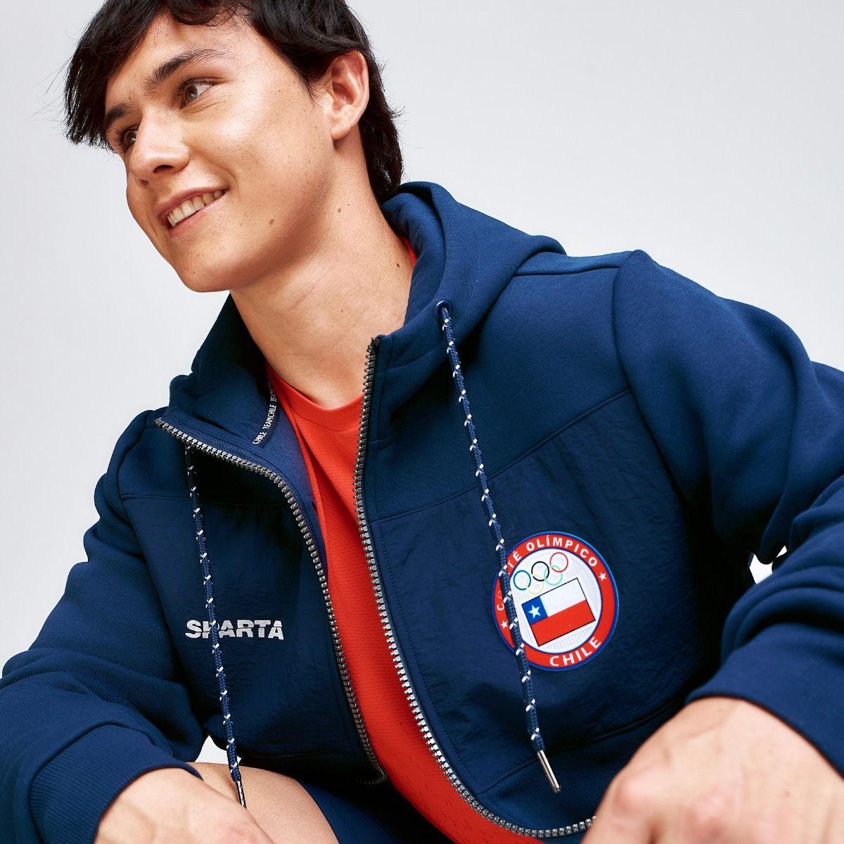 Polerón Entrenamiento Hombre Sparta Team Chile Full Zip Azul-3