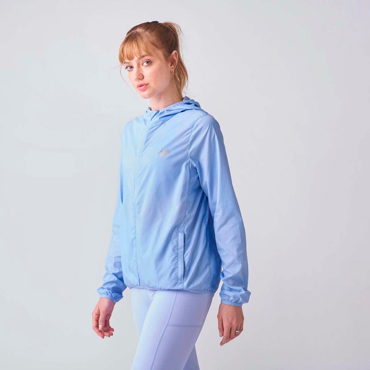 Cortavientos Running Mujer New Balance Hooded Celeste-2