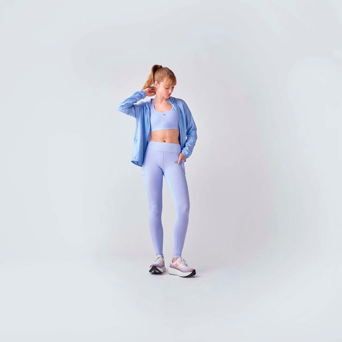 Cortavientos Running Mujer New Balance Hooded Celeste-6