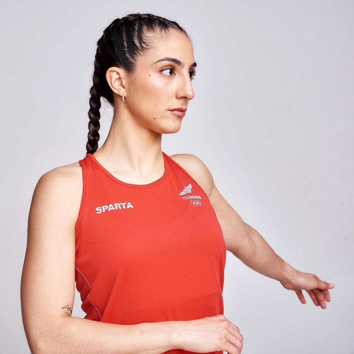 Polera Sin Mangas Entrenamiento Mujer Sparta Team Chile Roja-1