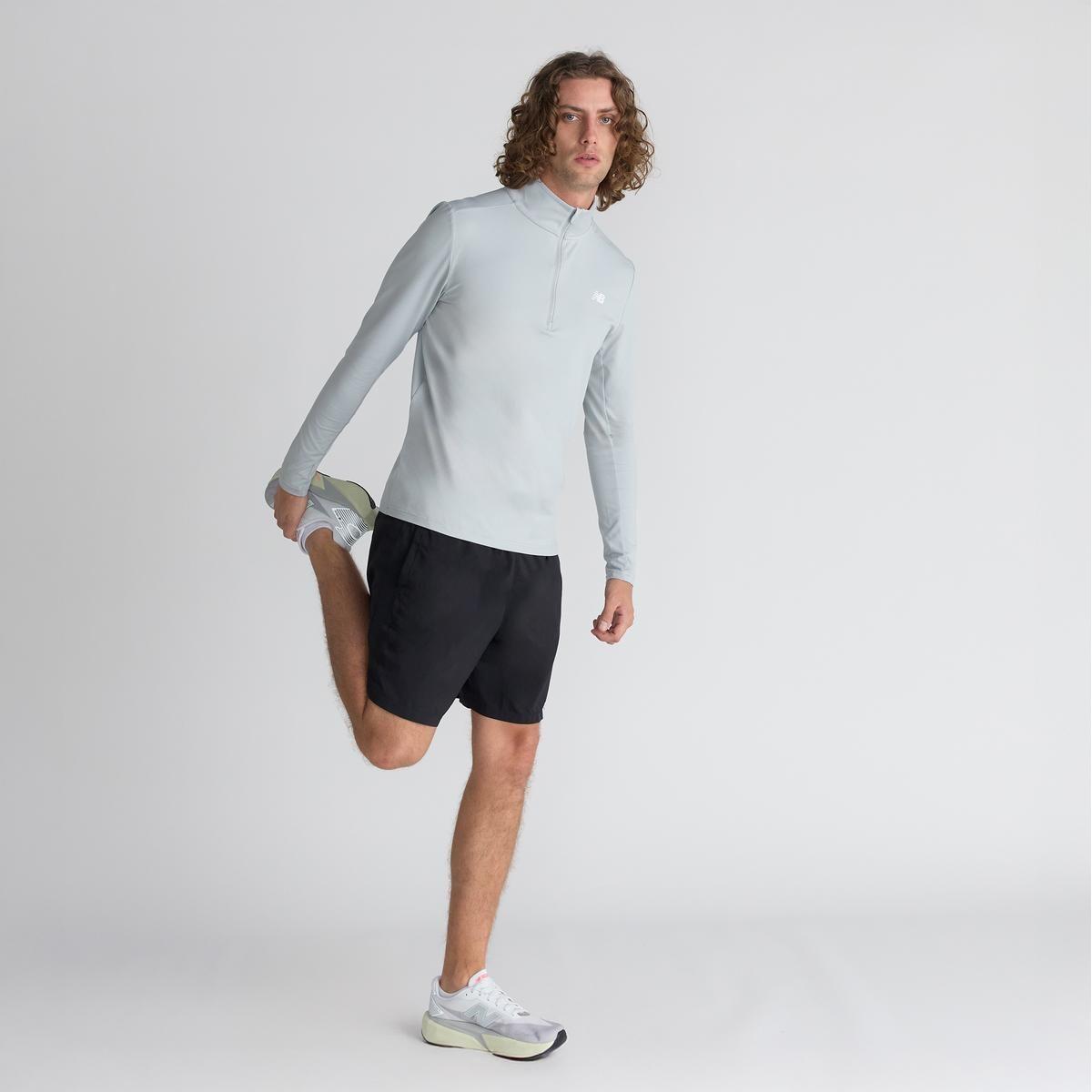 Polerón Running Hombre New Balance Space Dye 1/4 Zip Gris-3