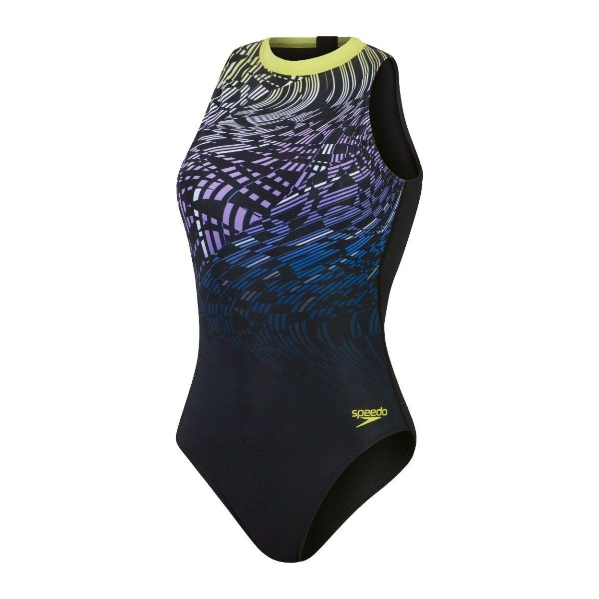 Traje de Baño Natación Mujer Speedo Printed Hydrasuit Negro-7