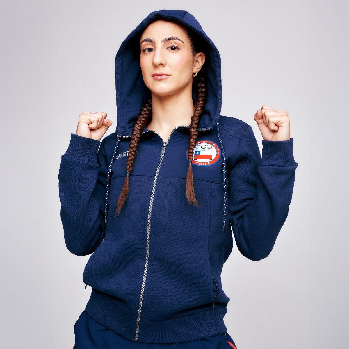 Polerón Entrenamiento Mujer Sparta Team Chile Full Zip Azul-0