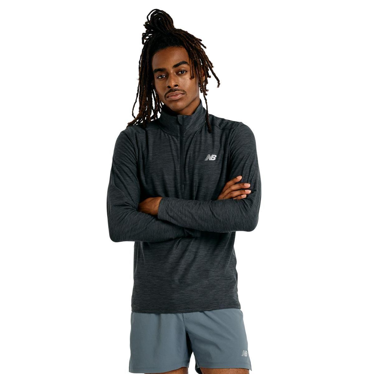 Polerón Running Hombre New Balance Space Dye 1/4 Zip Negro-0