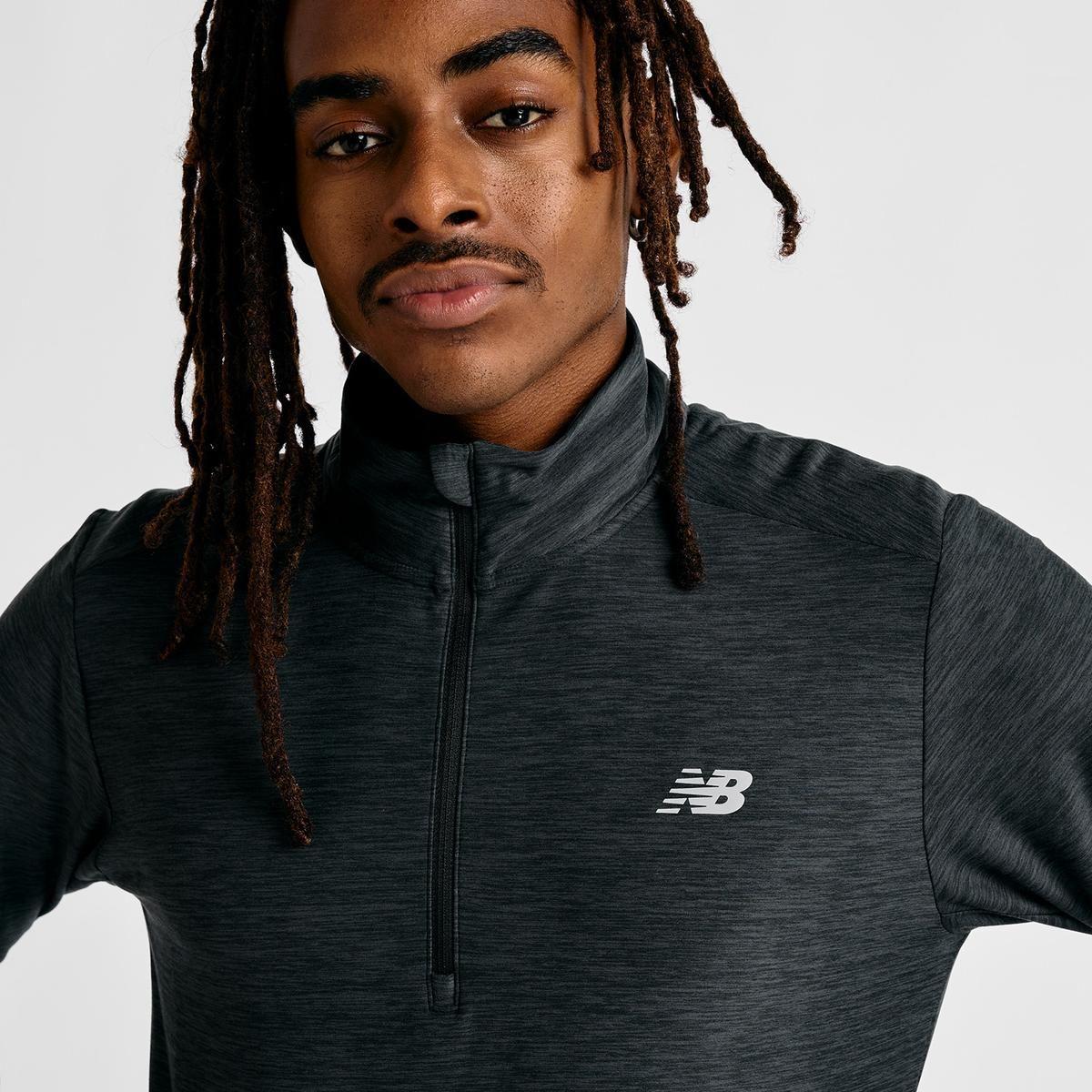 Polerón Running Hombre New Balance Space Dye 1/4 Zip Negro-3