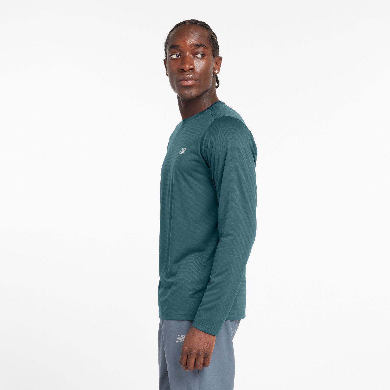 Polera Manga Larga Running Hombre New Balance Esentials Azul-5