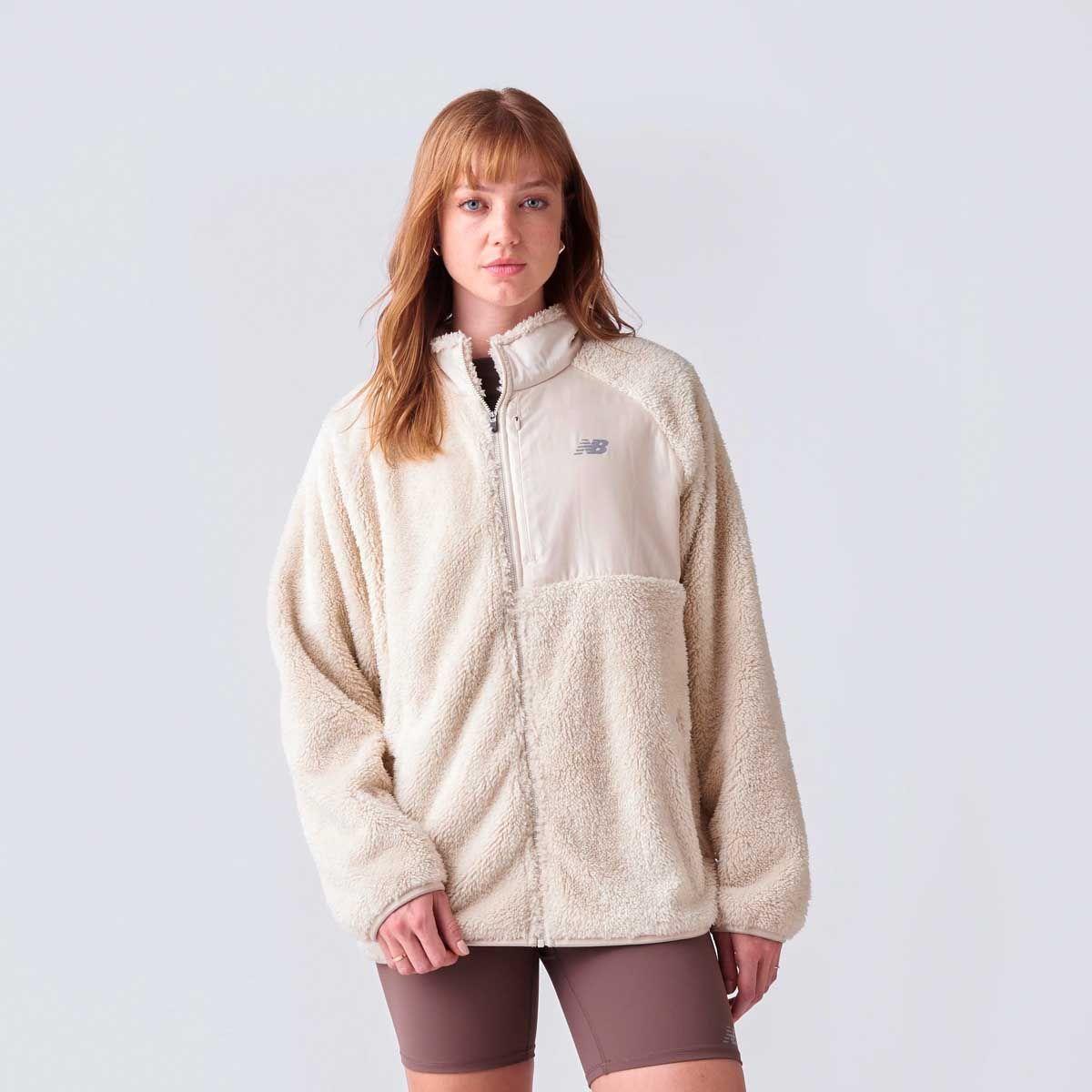 Polerón Polar Outdoor Mujer New Balance Full Zip Beige-0