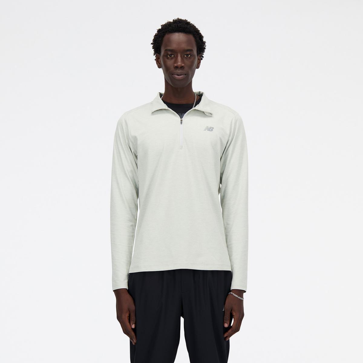 Polerón Running Hombre New Balance Space Dye 1/4 Zip Gris-4