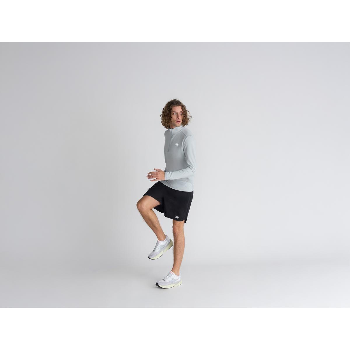 Polerón Running Hombre New Balance Space Dye 1/4 Zip Gris-4
