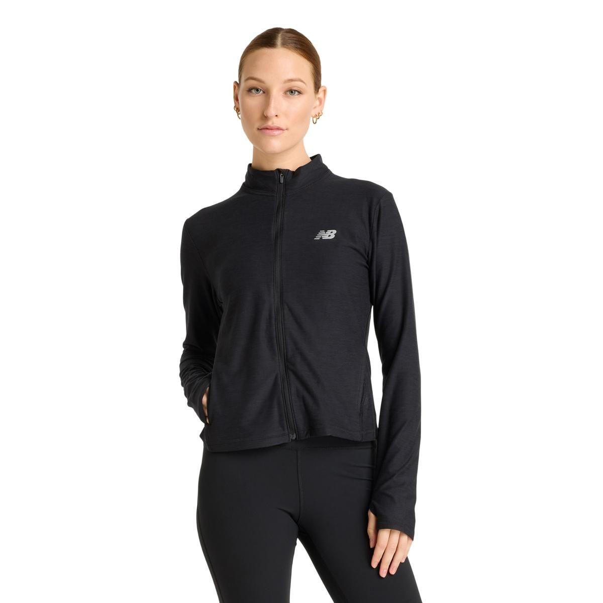 Polerón Running Mujer New Balance Space Dye Full Zip Negro-0