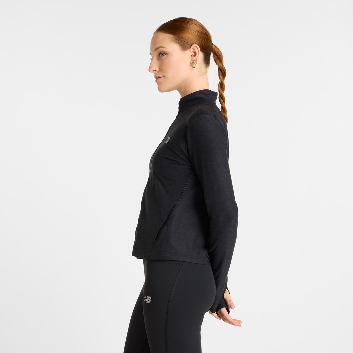 Polerón Running Mujer New Balance Space Dye Full Zip Negro-2