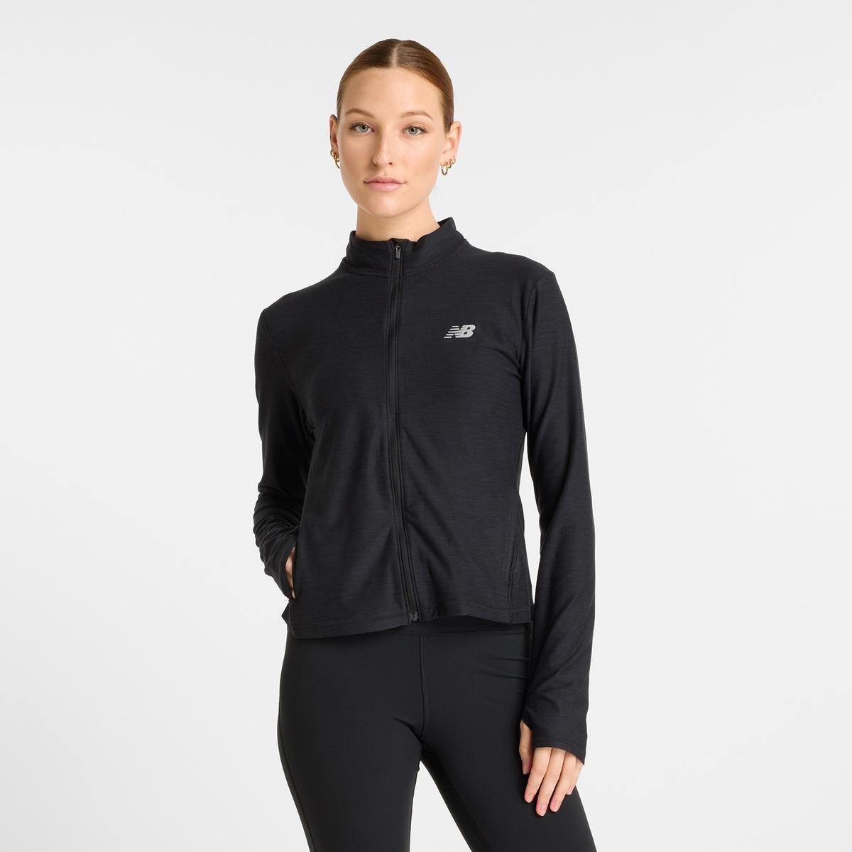 Polerón Running Mujer New Balance Space Dye Full Zip Negro-6