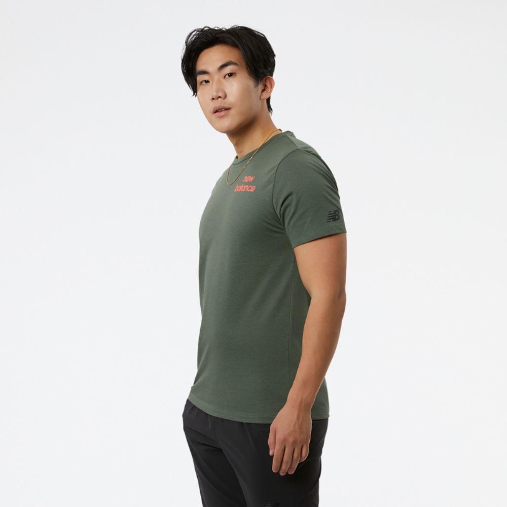 Polera Hombre New Balance Graphic Heathertech MT1107 Verde-1