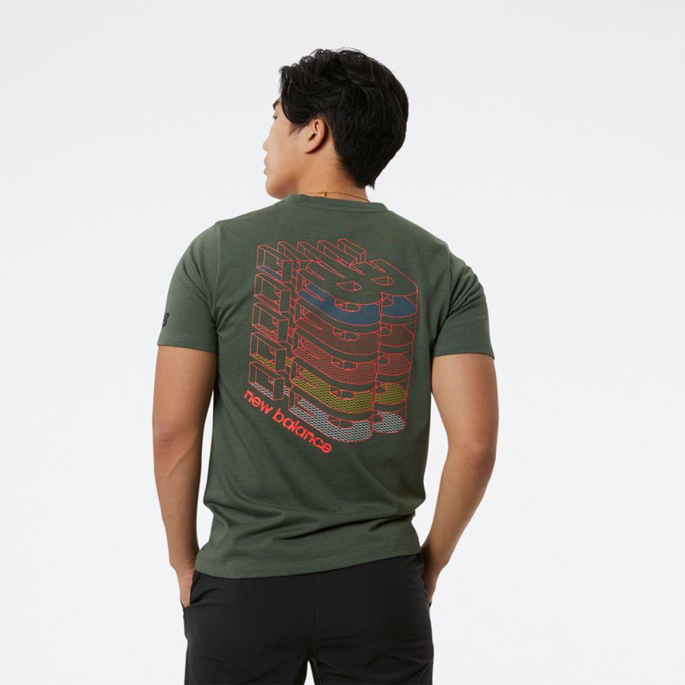 Polera Hombre New Balance Graphic Heathertech MT1107 Verde-2