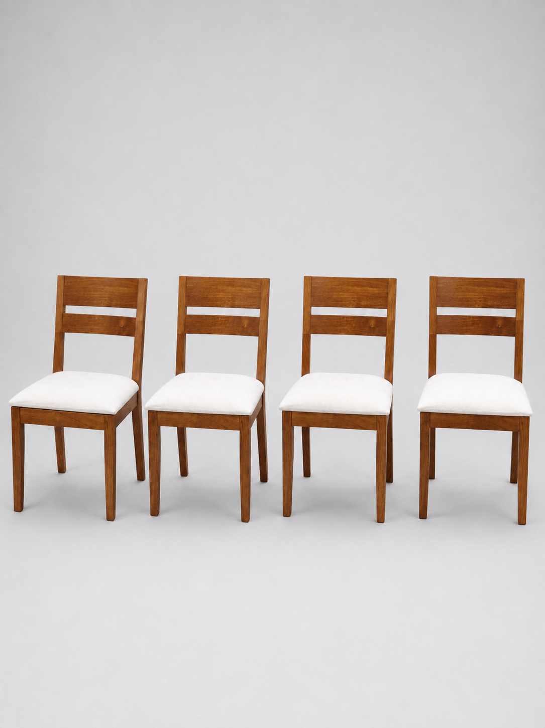 Pack 4 Sillas Aspen de Madera Pino Color Miel Tapiz Blanco Hueso-0