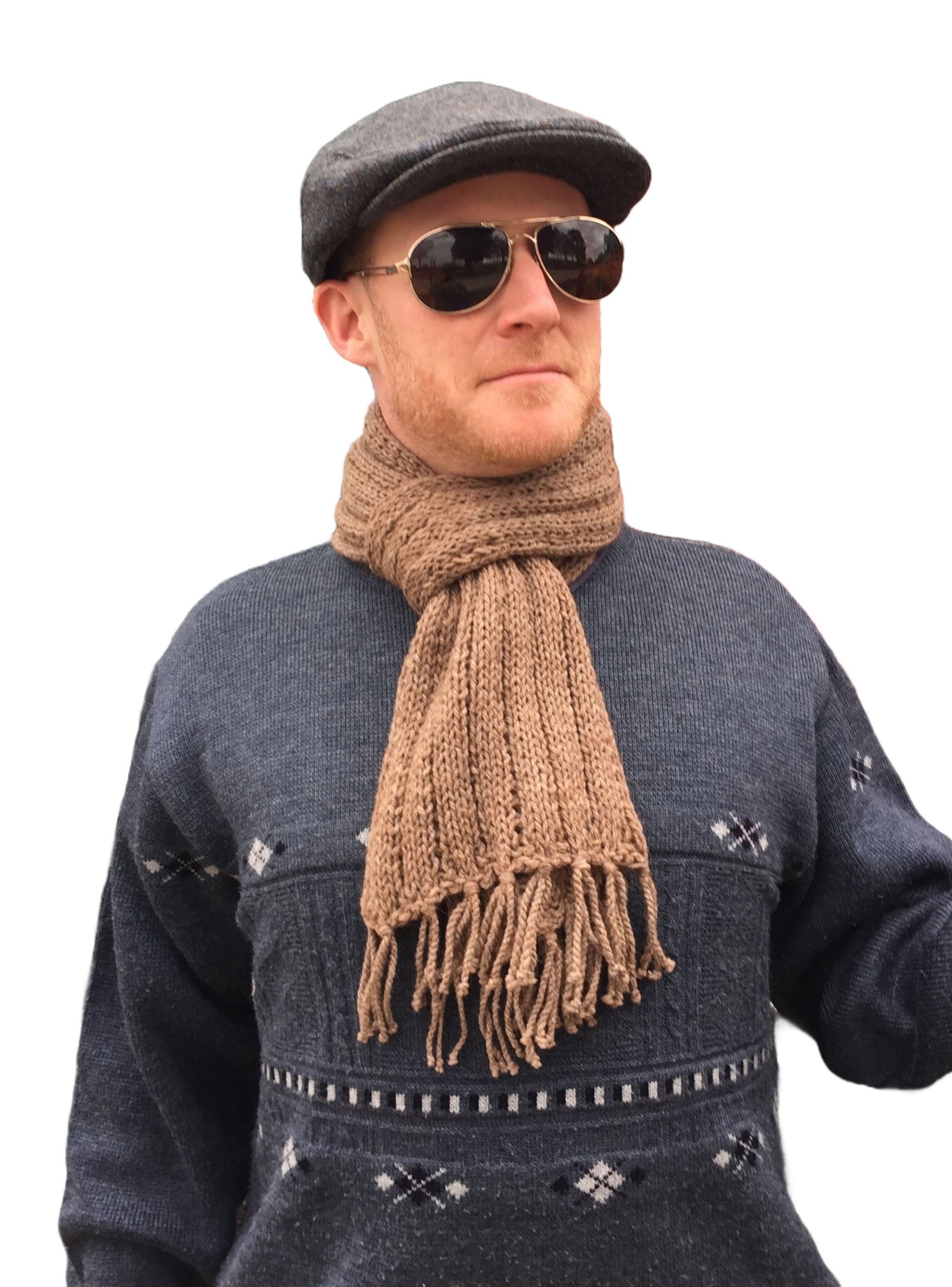 Bufanda Con Flecos En Lana Alpaca 100% Chilena Color Vicuña-4