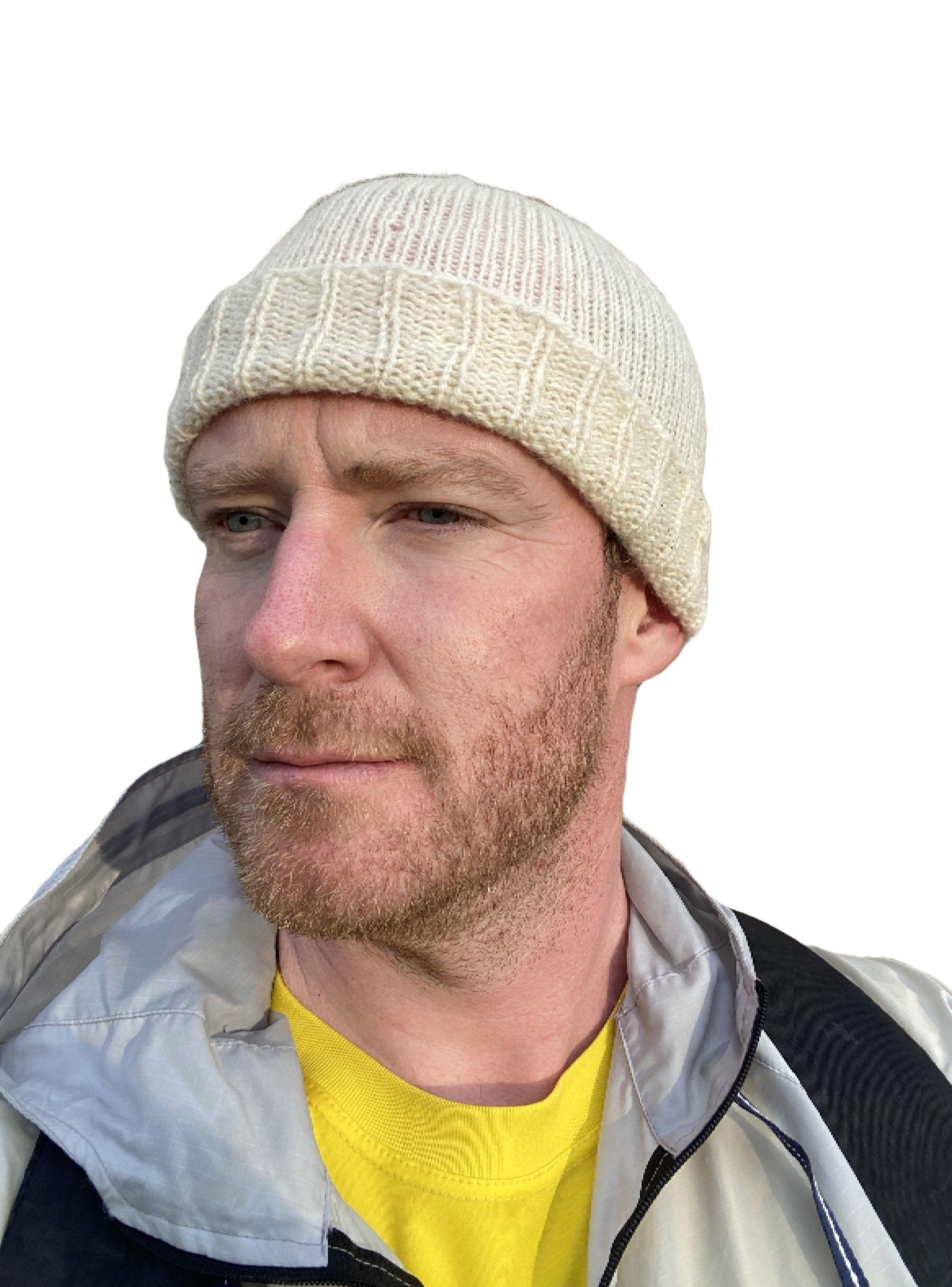 Gorro Beanie Fisherman Blanco De Lana Alpaca Chilena 100%-2