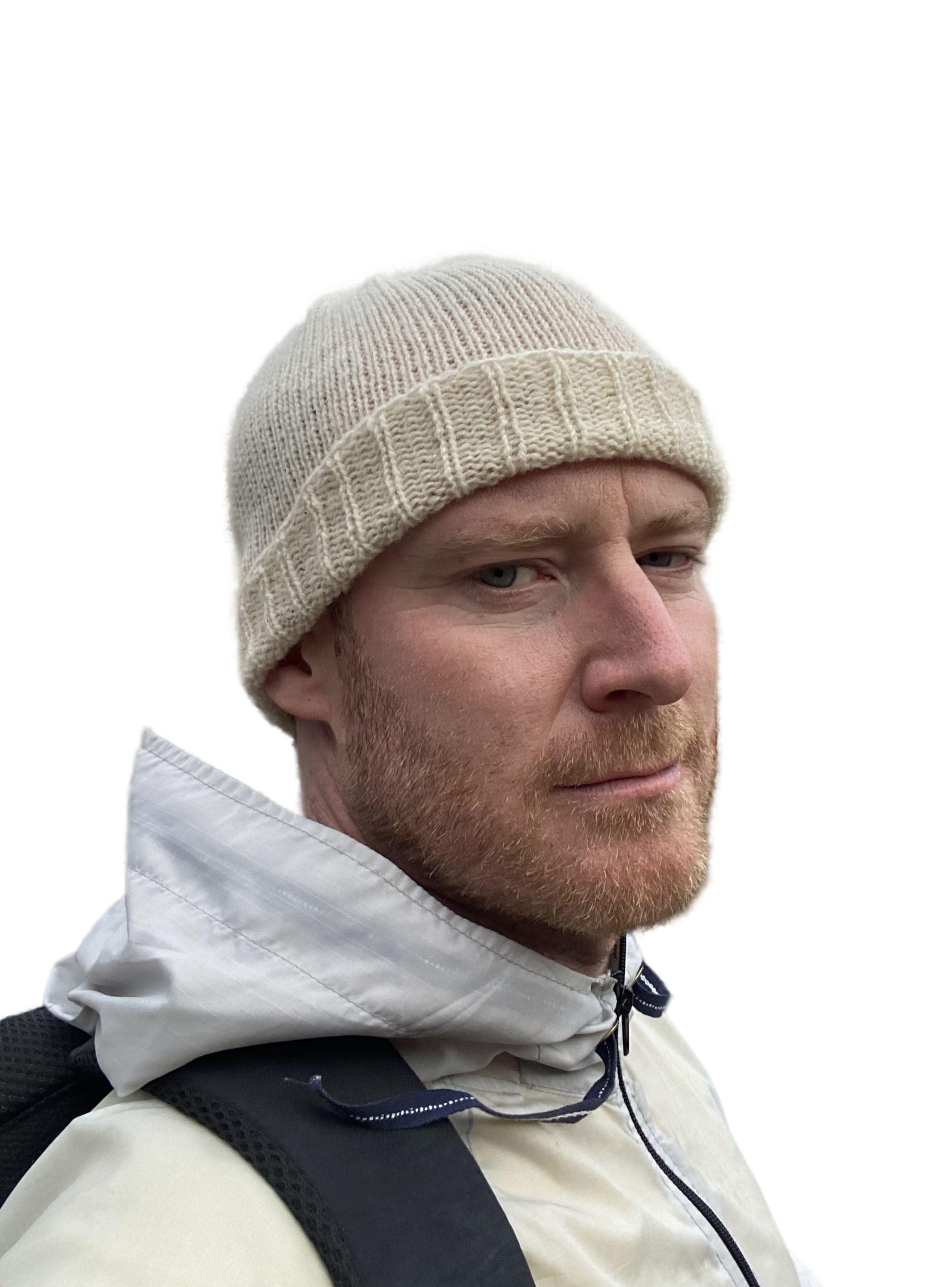 Gorro Beanie Fisherman Blanco De Lana Alpaca Chilena 100%-3