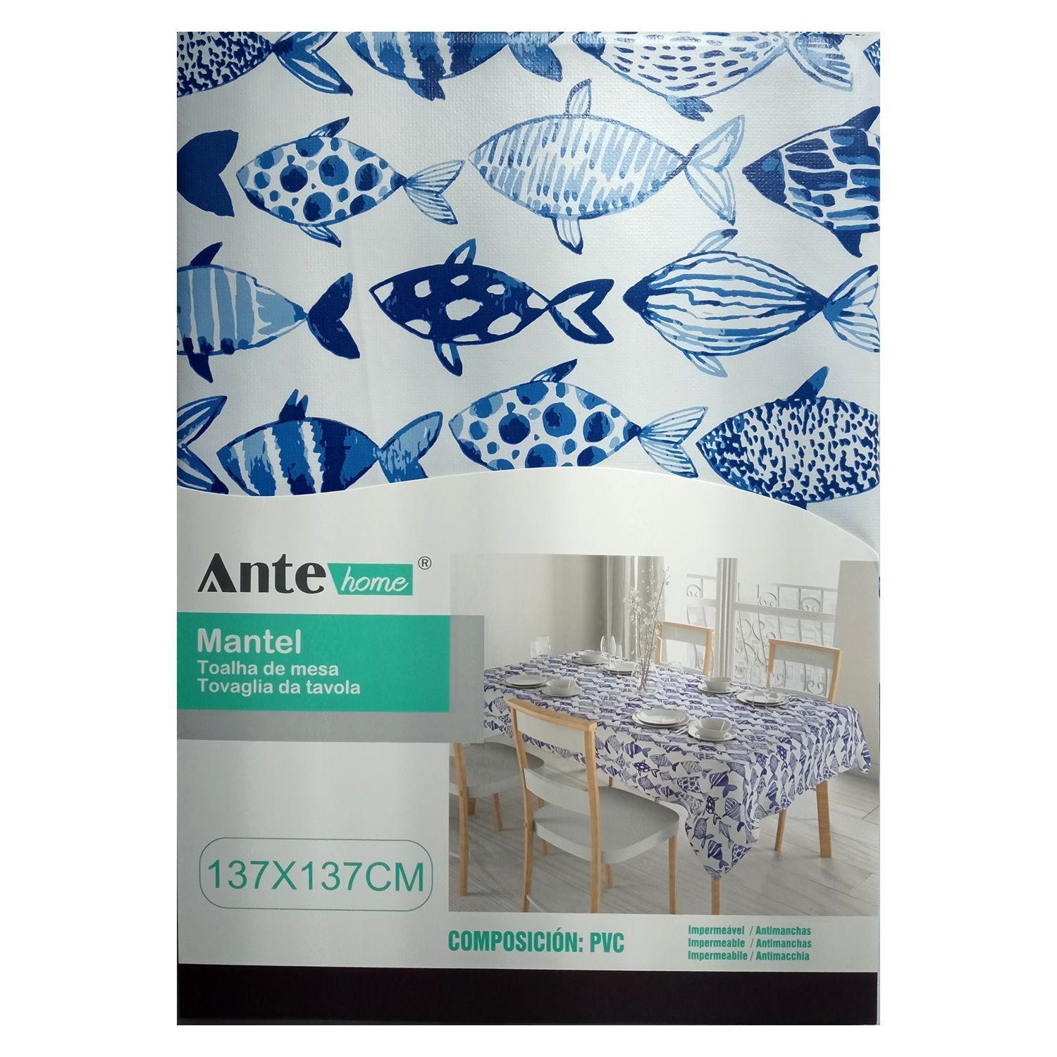 Mantel Anti Mancha Cuadrado 137X137Cm Diseño Peces-2