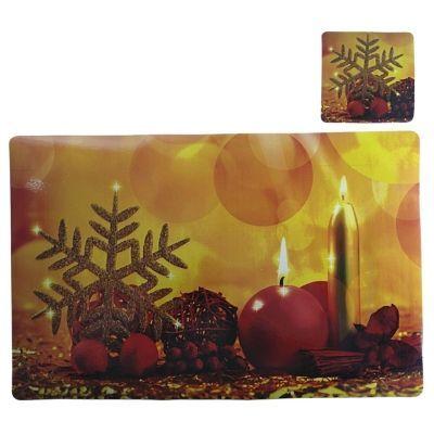 Set De Mesa Navideño 6 Individuales 6 Posavasos Naranja-0