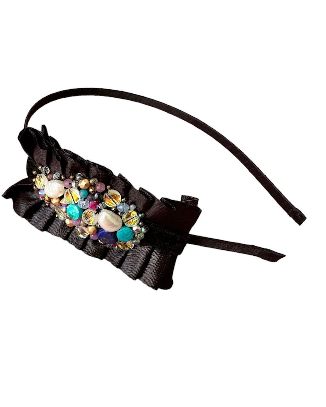 Diadema pedrería hecho a mano.-0