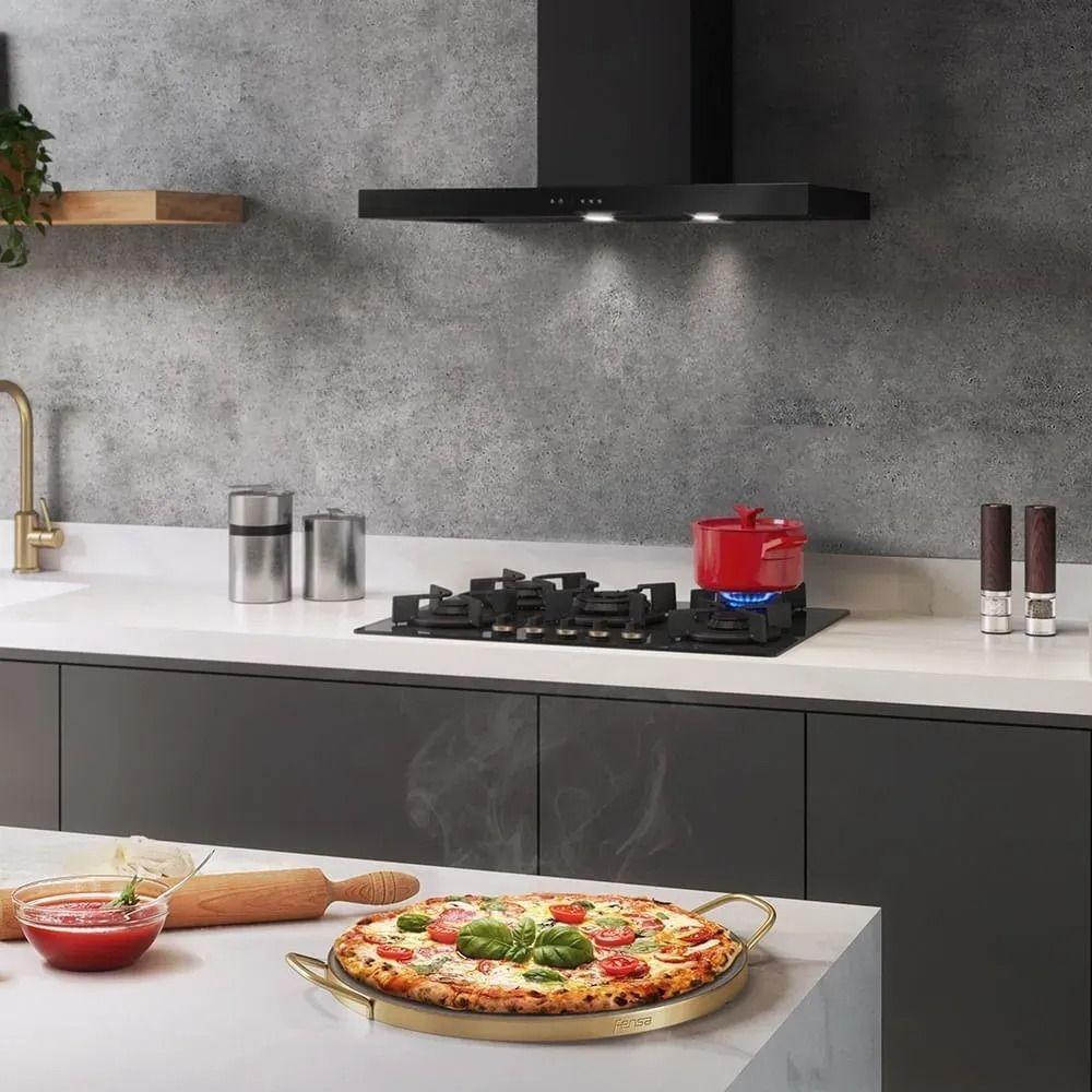 Piedra Para Pizza Fensa Con Asas De Cobre-5