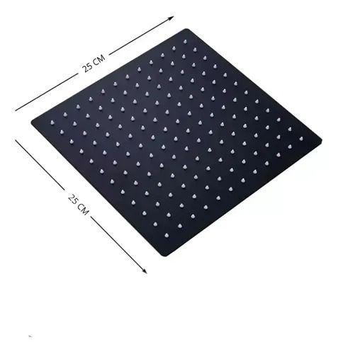 Plato Ducha Cuadrado Negro 25cm + Brazo 40 Cm Negro Taumm-3