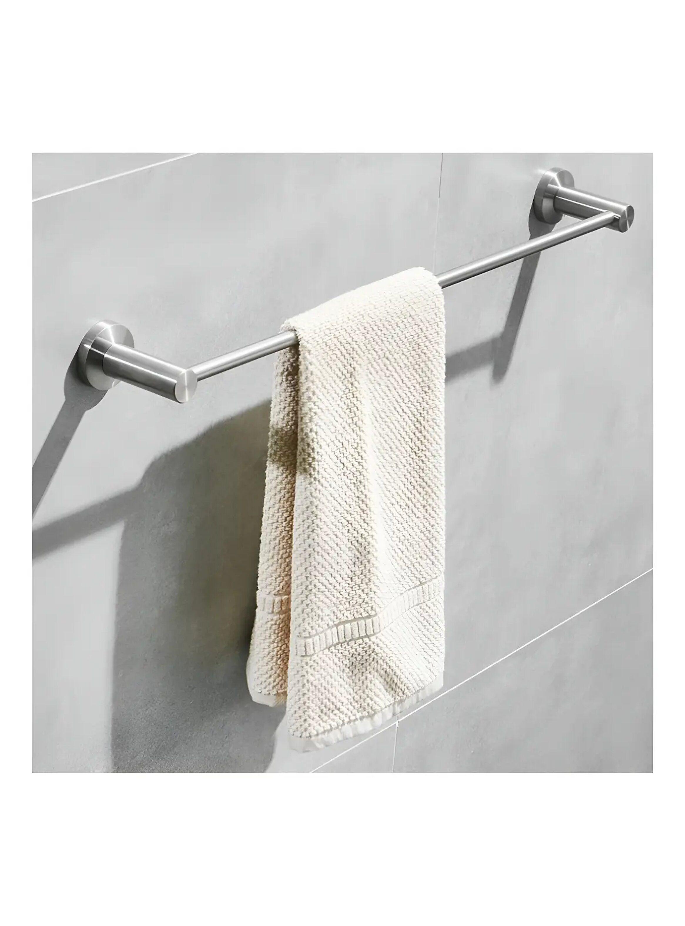 Porta Toalla Toallero Baño Barra 60 cm Acero plateado-2