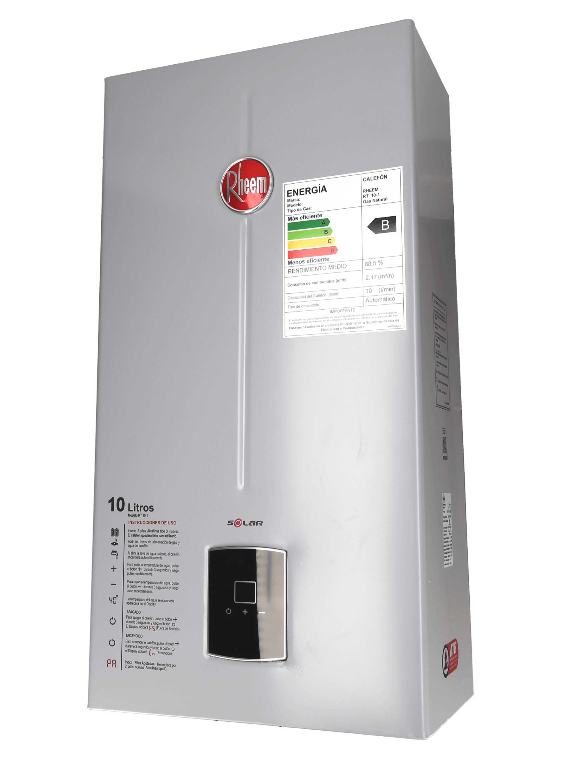  CALEFÓN TIRO NATURAL 10 LITROS GAS NATURAL PRESTIGE RHEEM-1