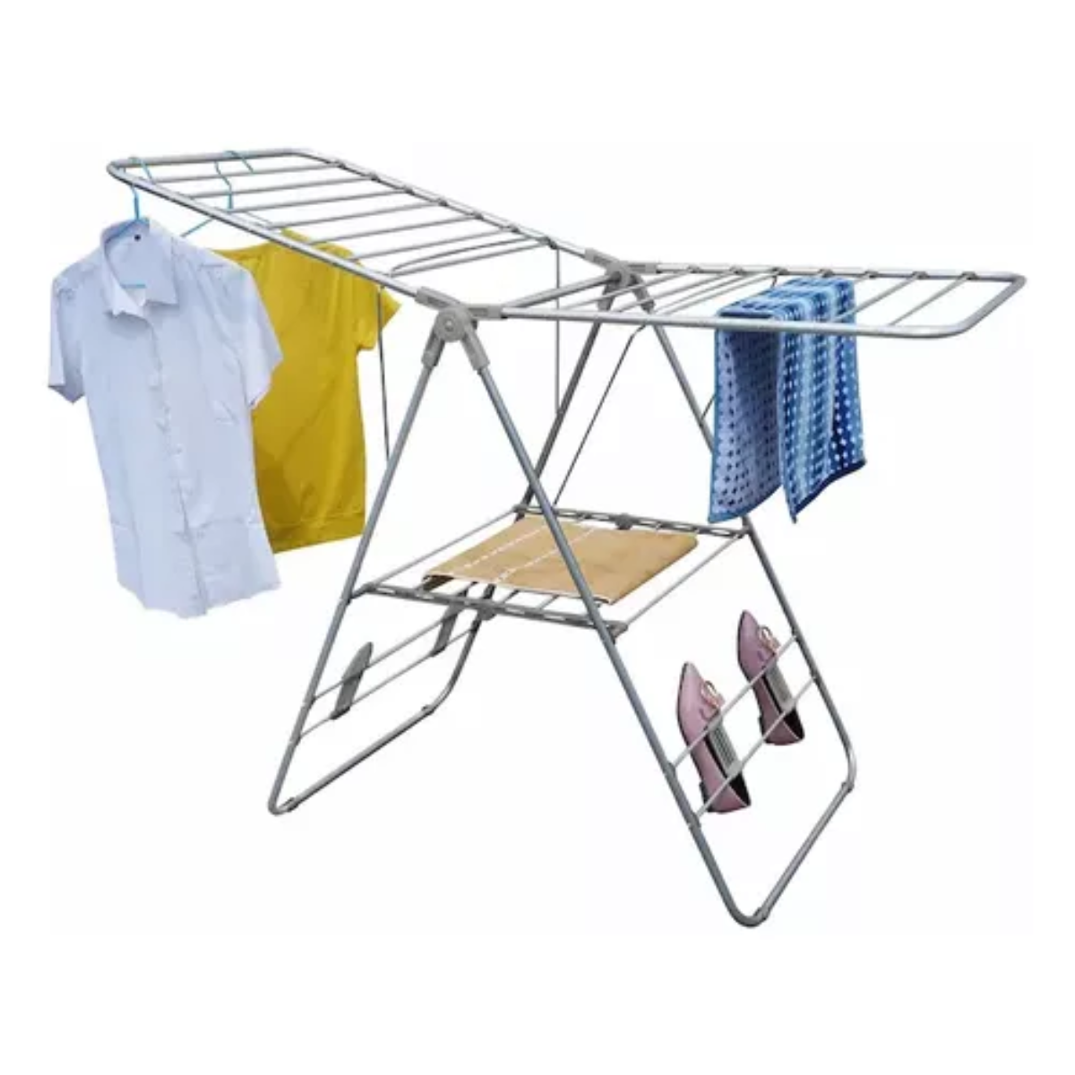 Tendedero Ropa Plegable 2 Niveles Metalico Gris Doral Full-3