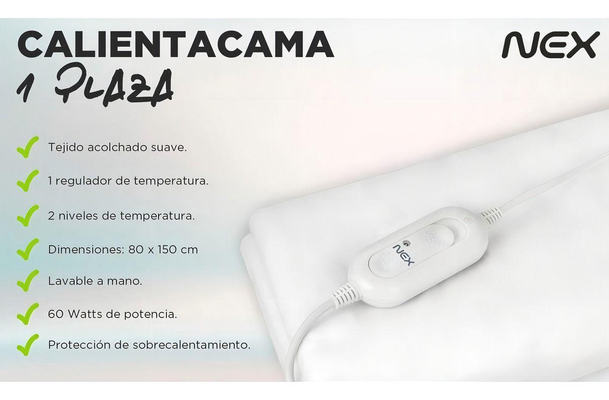 Calientacama 1 Plaza 60w Cc1504 Blanco Nex Calienta Cama Liso-2