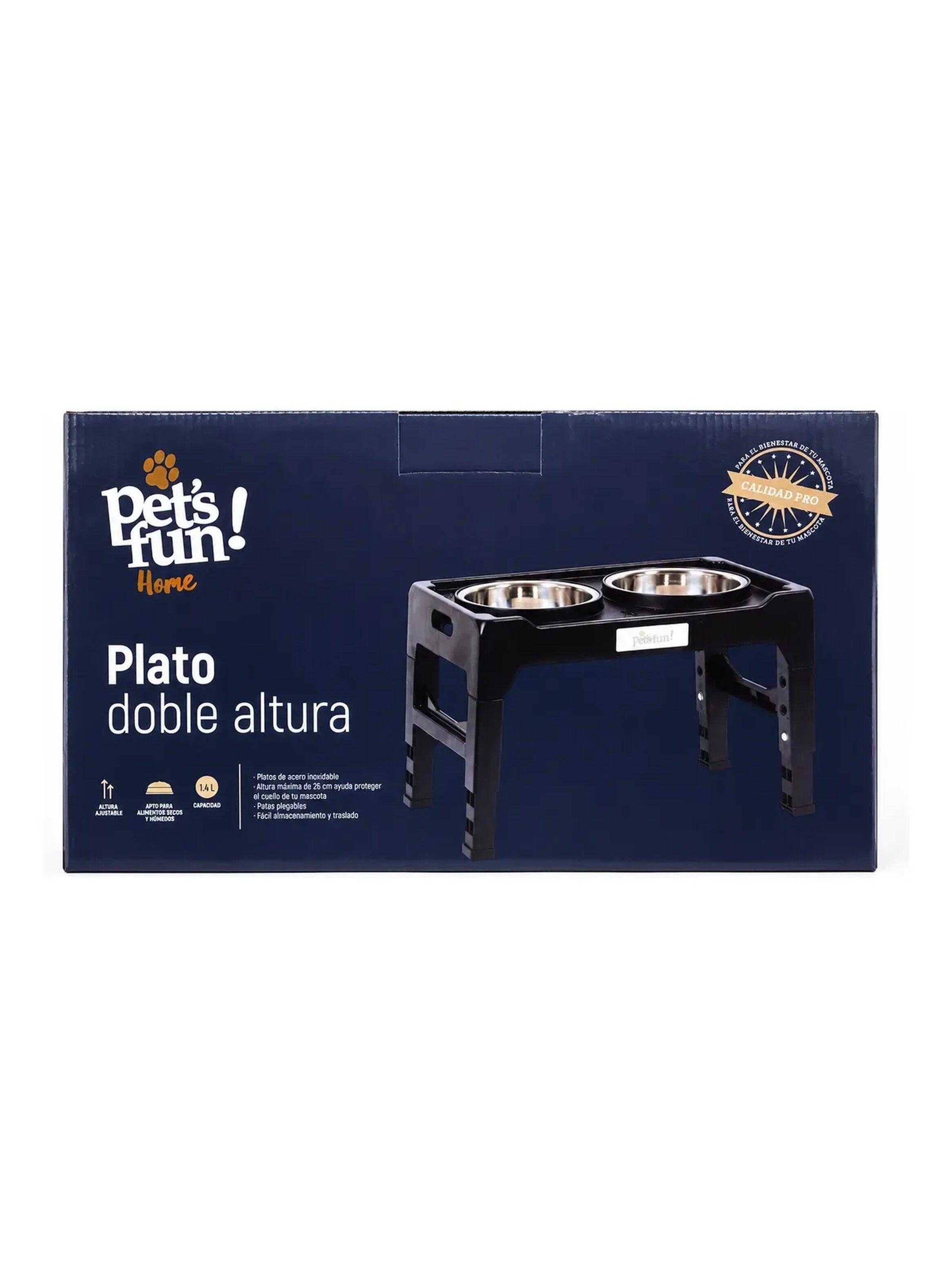 PLATO DOBLE ALTO ALTURA AJUSTABLE 1.4LT PETS FUN-2
