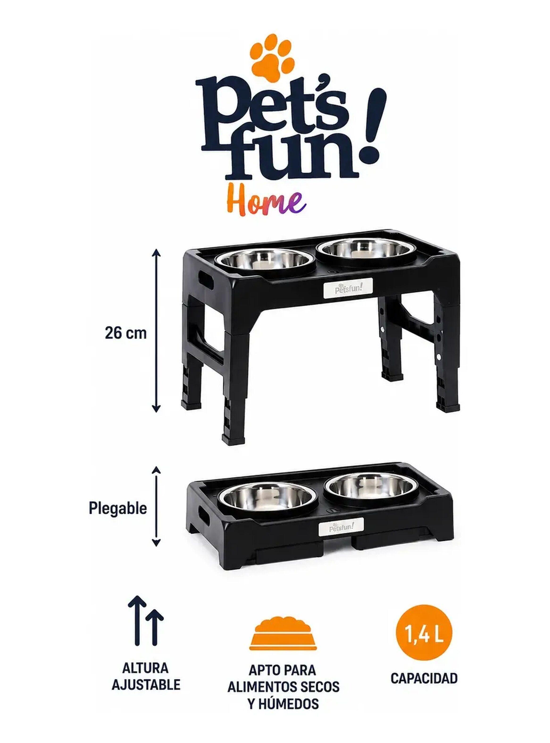 PLATO DOBLE ALTO ALTURA AJUSTABLE 1.4LT PETS FUN-3