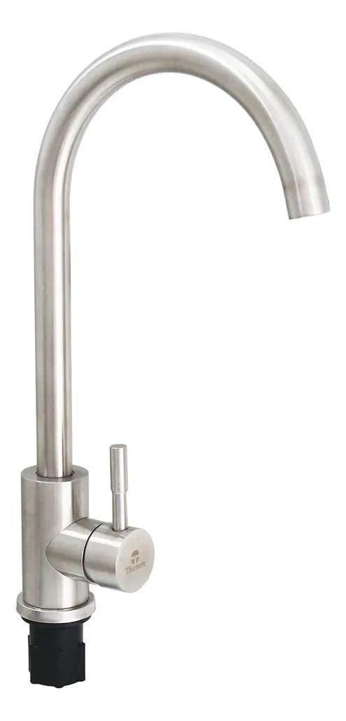 Llave Monomando Lavaplato Inox Acabado Cepillado Color Plateado-2