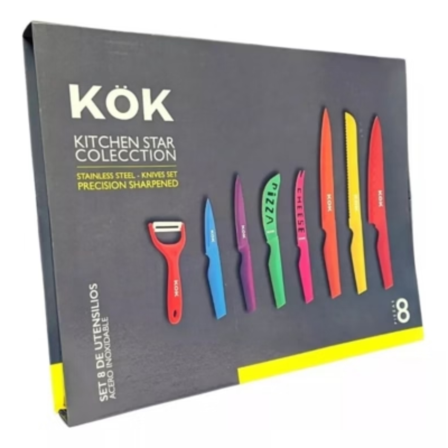 Set 8 Piezas De Cuchillos De Cocina Colores Color Multicolor-0