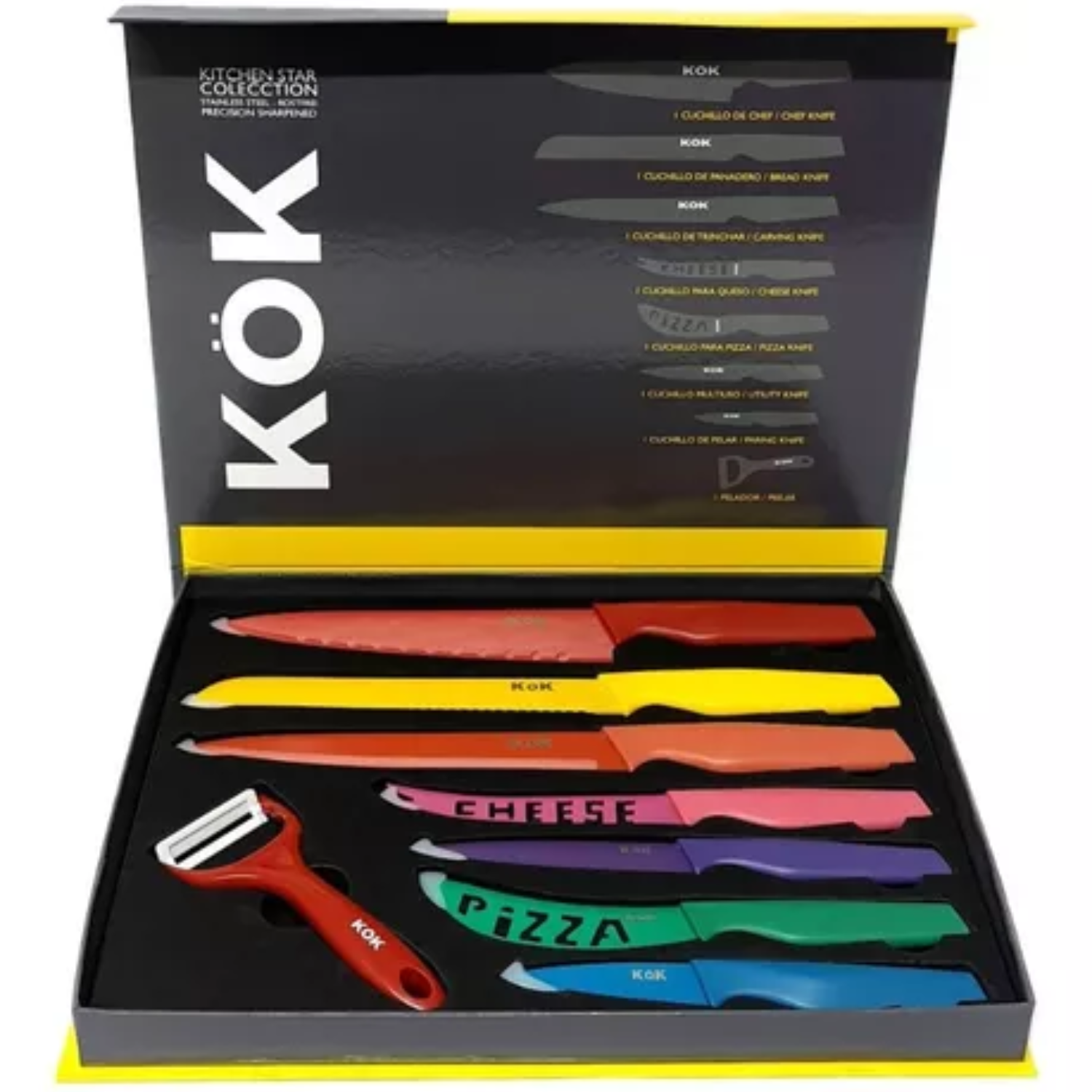 Set 8 Piezas De Cuchillos De Cocina Colores Color Multicolor-1