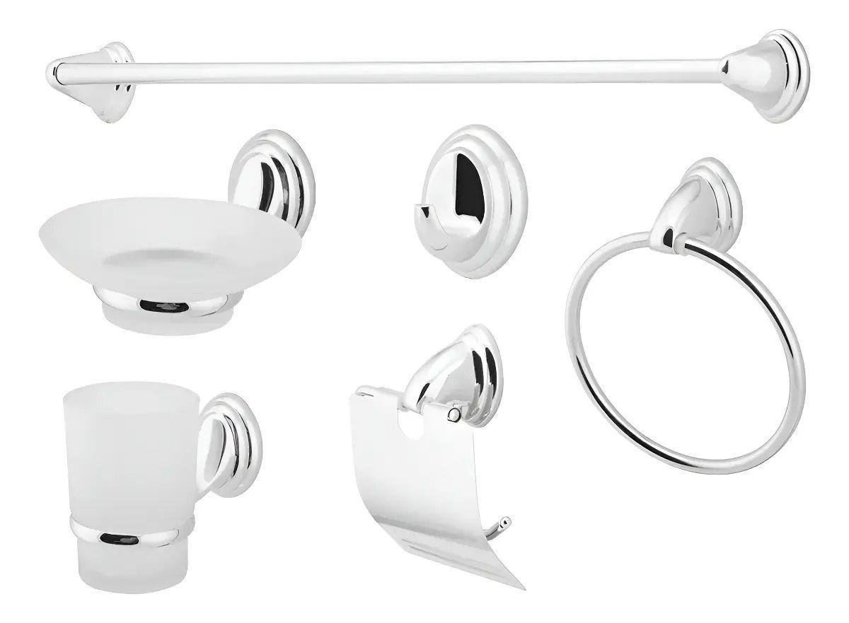 Set Accesorios Baño 6 Piezas Colomba Plateado-1