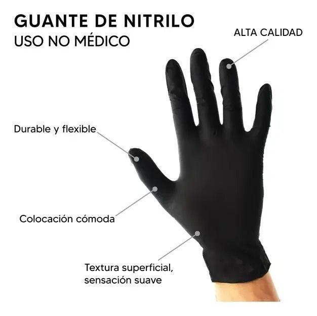 Guantes De Nitrilo Tresor Negro Antideslizantes Negro / M-2
