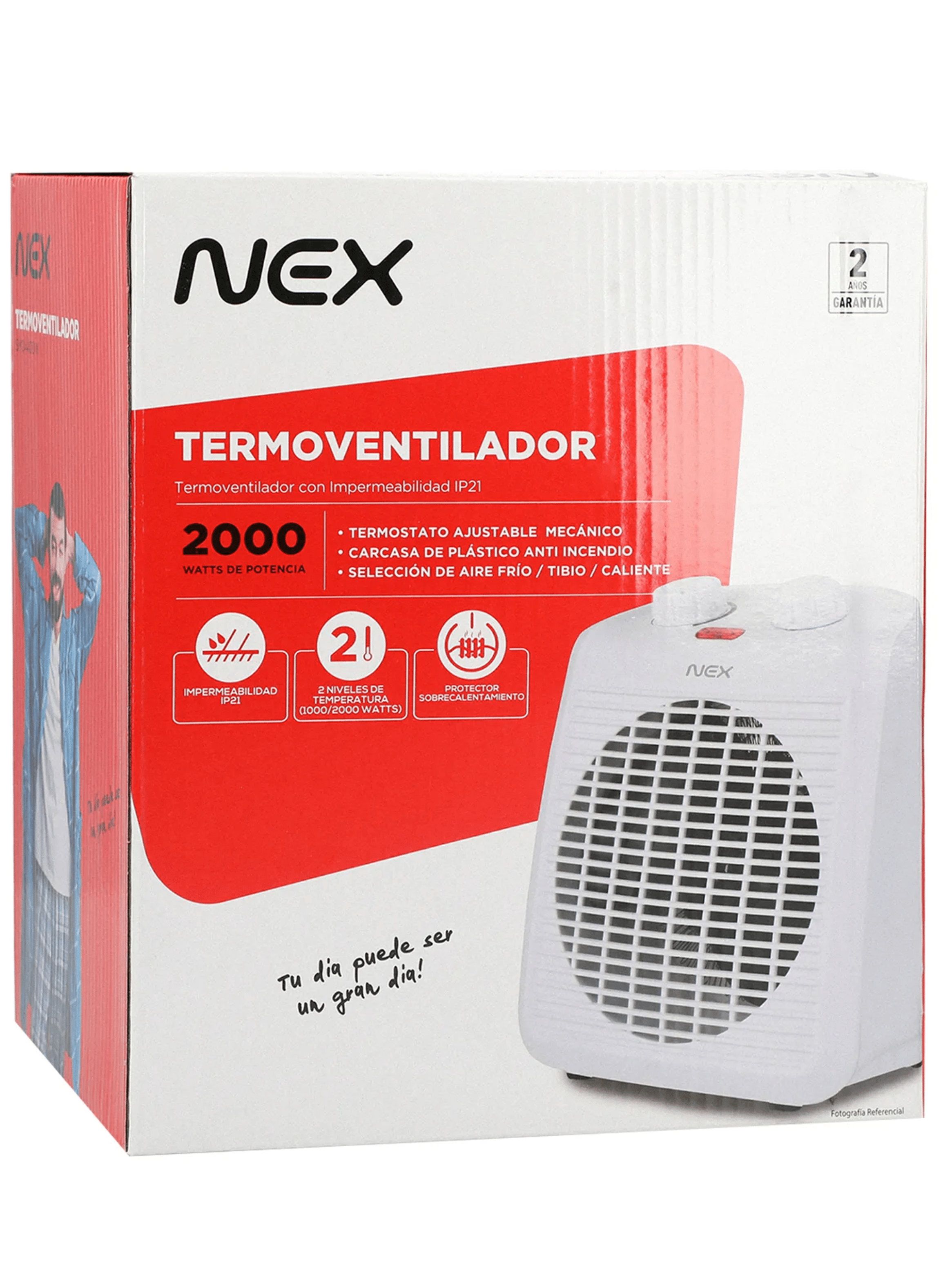 CALEFACTOR ELÉCTRICO TERMOVENTILADOR NEX 2000W FRÍO CALIENTE-2