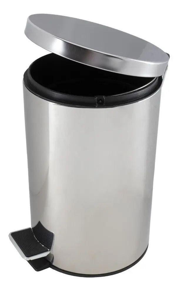 Basurero Papelero Pedal 8 Lts Acero Inoxidable Gris-1