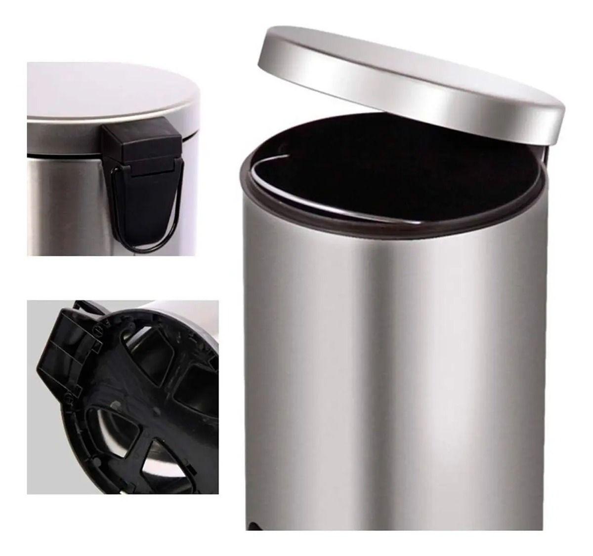 Basurero Papelero Pedal 5 L Acero Inoxidable-2