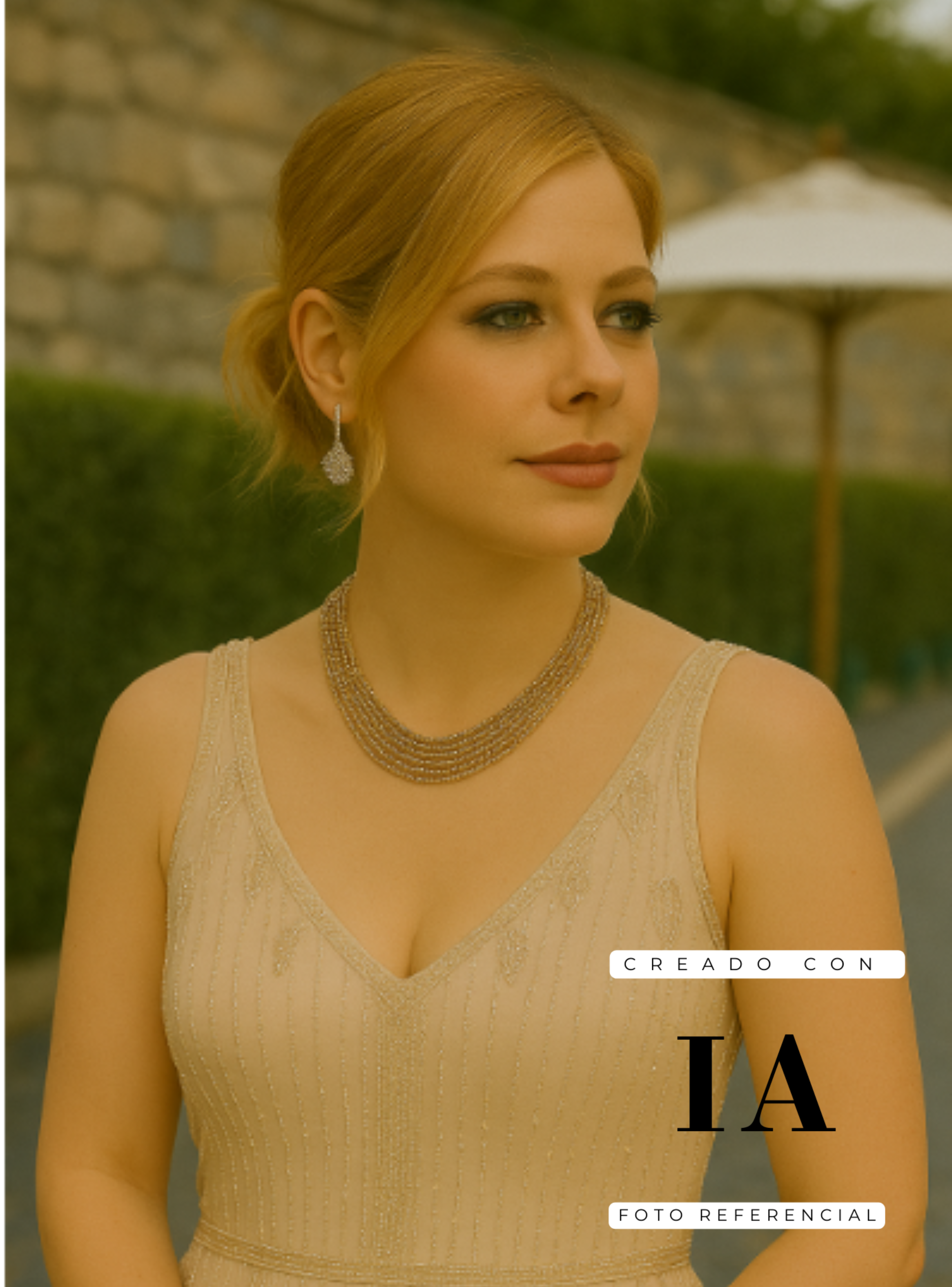 Collar Beige Cristales Genuinos Broche Timón-2