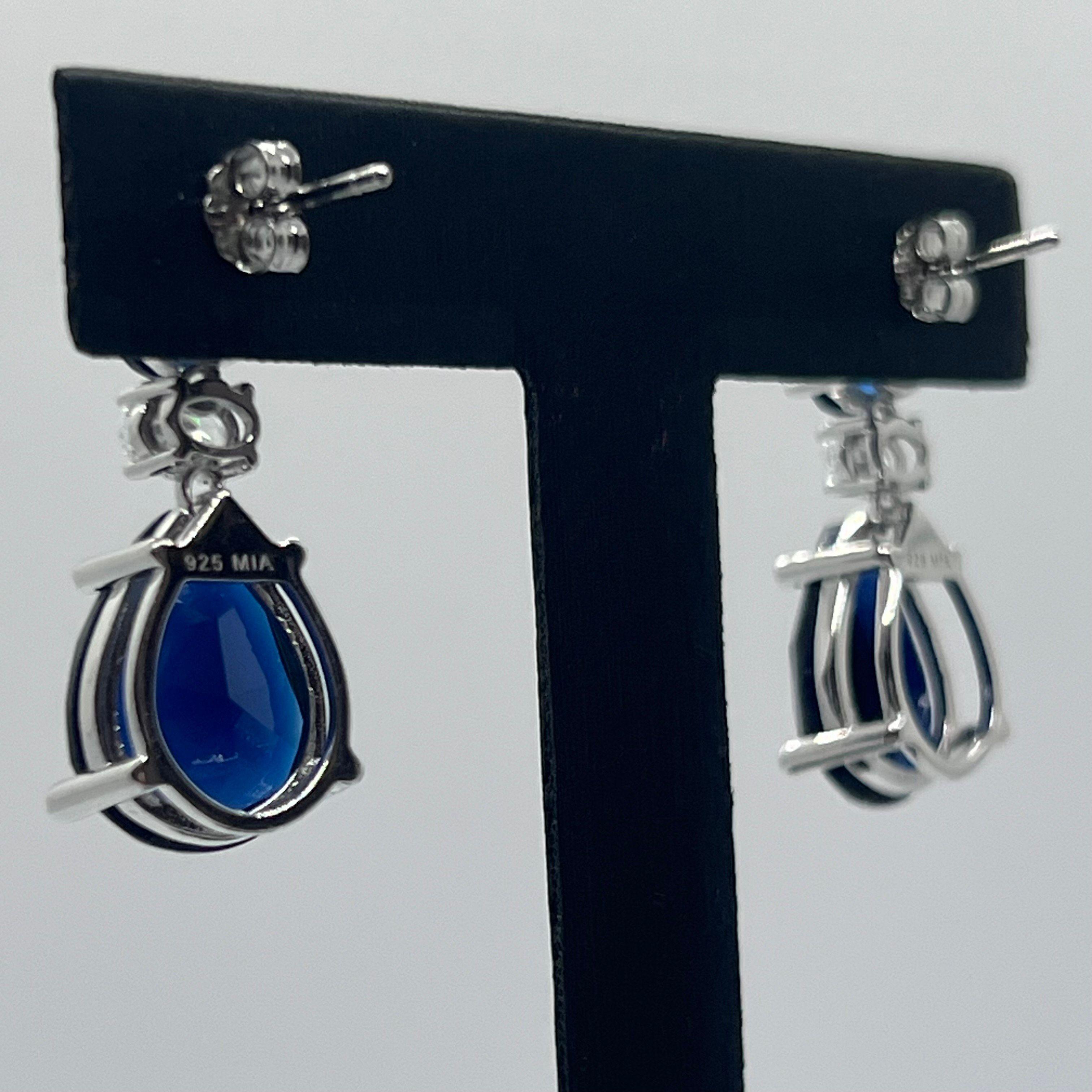 Aros de Plata y Cristales de Praga Genuinos en Forma de Pera 3cm-2