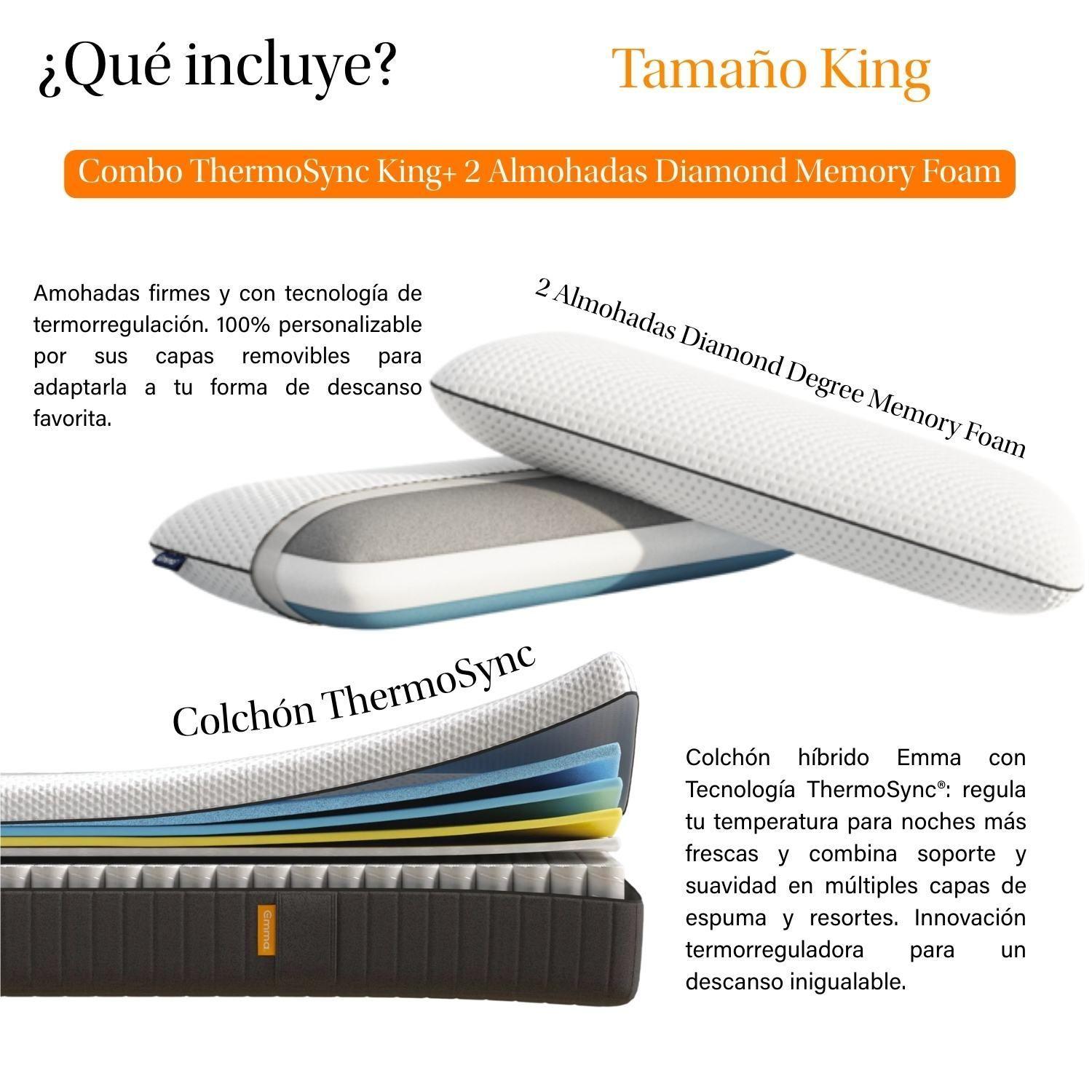 Combo ThermoSync  King + 2  Almohadas Diamond Memory Foam-1