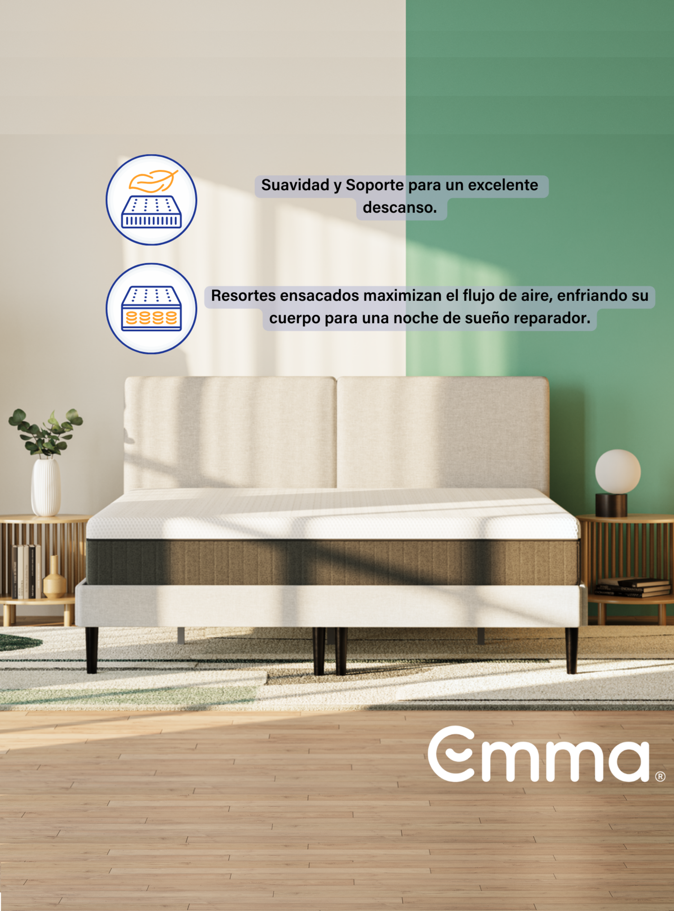 Colchón Emma Hybrid Premium 2 Plazas Plus 150 X 200 X 25cm-3
