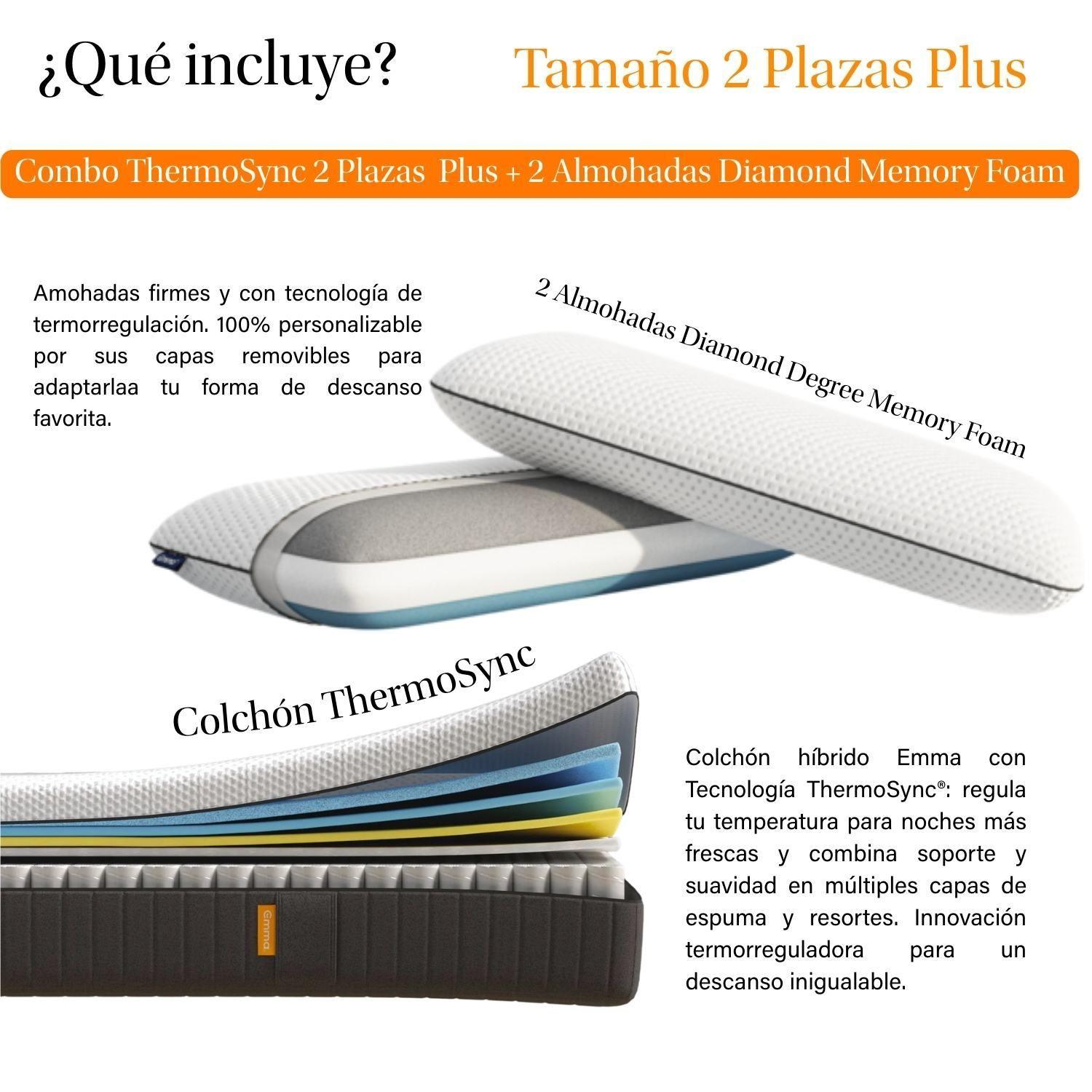 Combo ThermoSync 2 Plazas Plus + 2 Almohadas Diamond Memory Foam-1